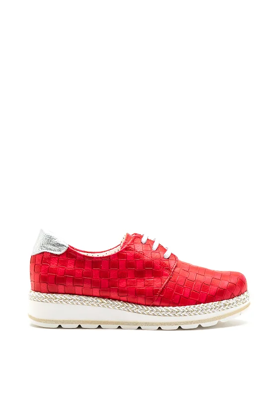 Jose Saenz Woven Leather Platform Trainer, Red