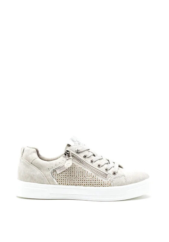 Xti Womens Laser Cut Side Zip Trainers, Grey