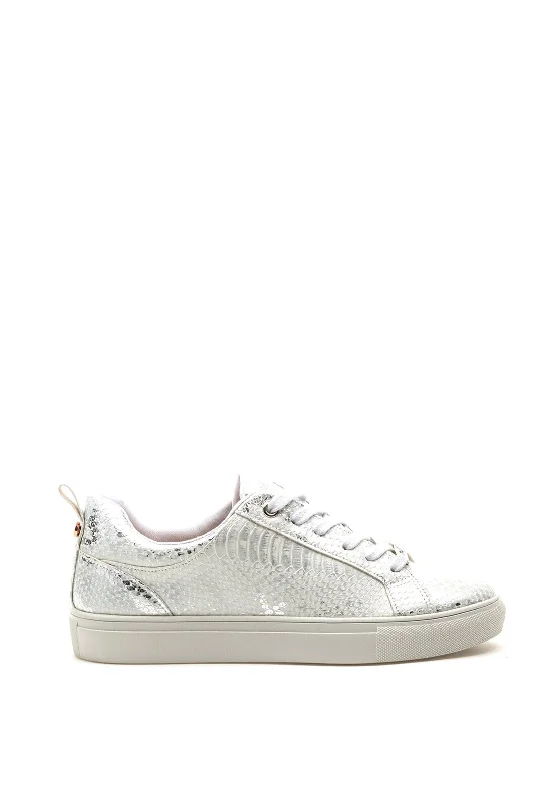 Rant & Rave Denise Reptile Metallic Trainers, Silver