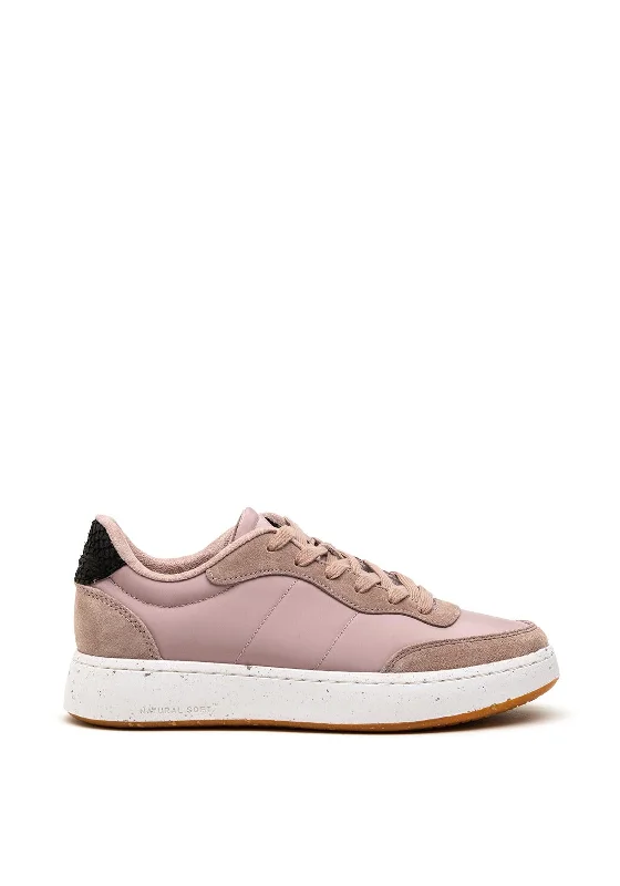 Woden May Suede Mix Trainers, Bark Pink