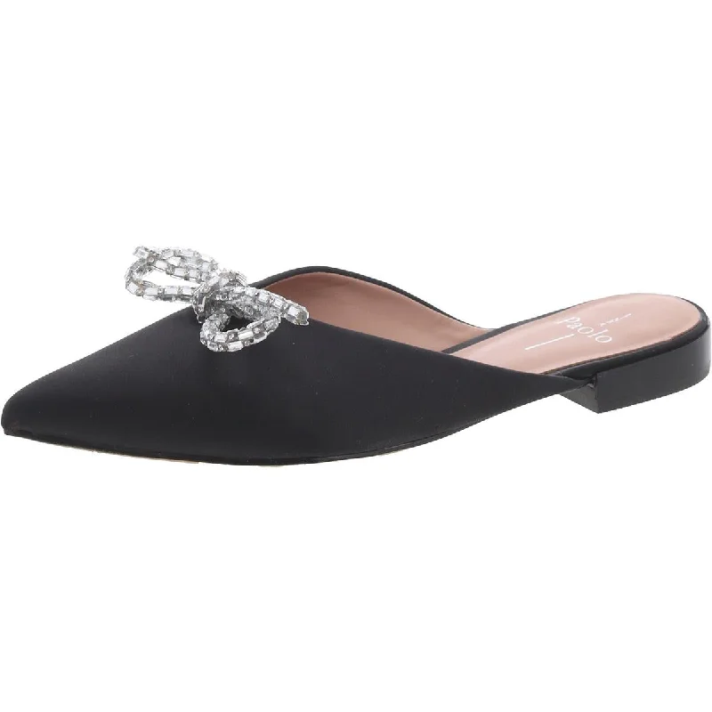 Women's Bow - Embellished Ballet Flats with a Platform Sole in Red for Added Height Linea Paolo Womens Satin Flat Mules Women's Bow - Embellished Ballet Flats with a Platform Sole in Red for Added Height Linea Paolo Womens Satin Flat Mules