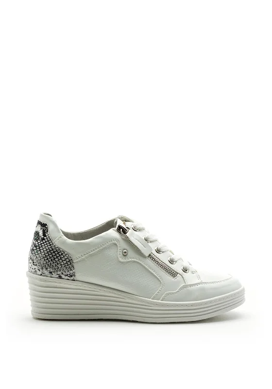Zanni & Co. Minya Zip Croc Wedged Trainers, White