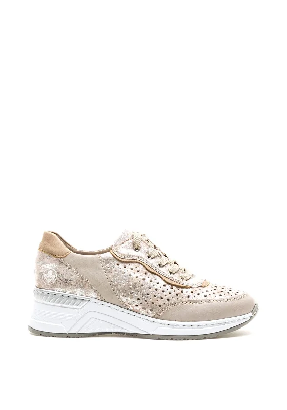 Rieker Womens Metallic Print Laser Cut Trainers, Grey