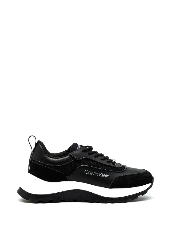 Calvin Klein Womens Leather Chunky Trainers, Black
