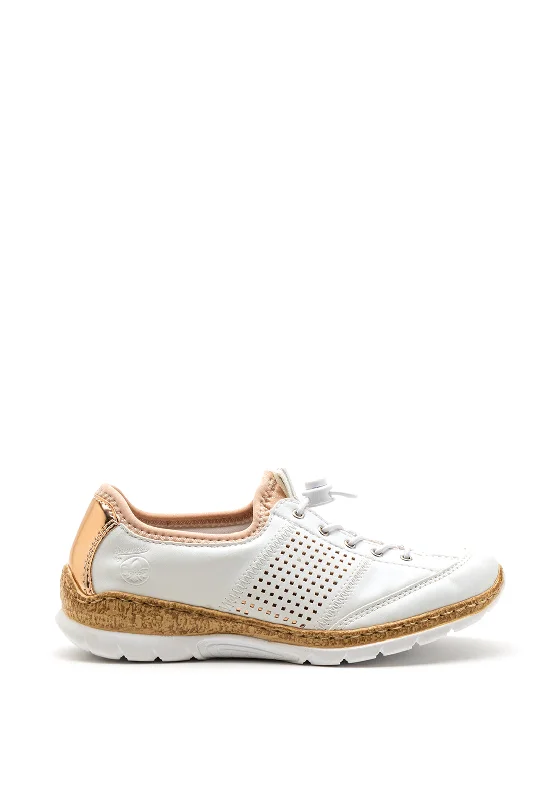 Rieker Womens Memo Soft Metallic Detail Trainer, White Multi