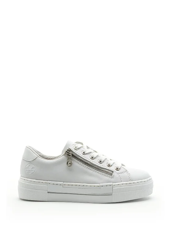 Rieker Womens Leather Memosoft Platform Trainers, White
