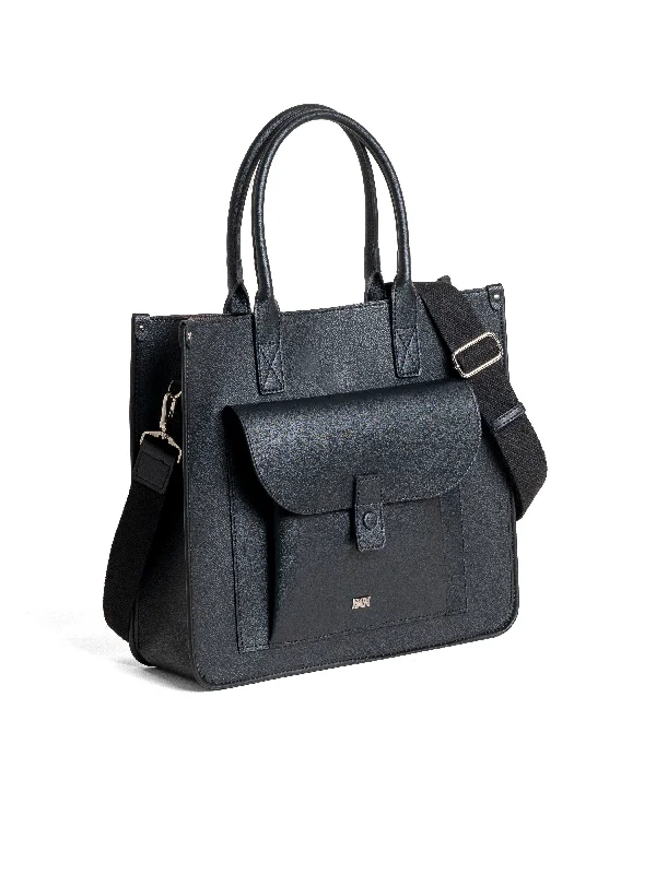 Women's strappy fashion & dress shoes with a woven leather design for a high - end look Ares Tote Bag - Black Plain Women's strappy fashion & dress shoes with a woven leather design for a high - end look Ares Tote Bag - Black Plain