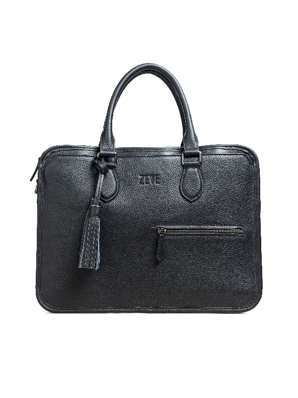 Women's lace - up fashion & dress shoes with a mid - heel and a floral - embroidered shaft for a feminine style Belluno Briefcase - Black Pebble Grain Leather Women's lace - up fashion & dress shoes with a mid - heel and a floral - embroidered shaft for a feminine style Belluno Briefcase - Black Pebble Grain Leather
