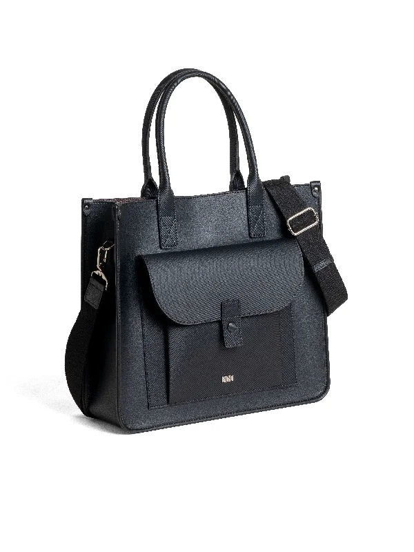 Women's strappy high - heeled fashion & dress shoes with an ankle - strap for added support Ares Tote Bag - Black Stripe Textured Women's strappy high - heeled fashion & dress shoes with an ankle - strap for added support Ares Tote Bag - Black Stripe Textured