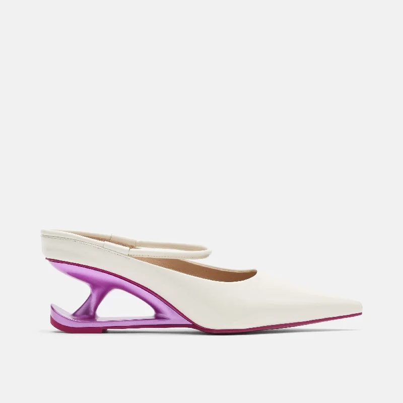 Women's high - heeled patent leather fashion & dress shoes with rhinestones Sophia Cream/Magenta Leather Strap Pumps Women's high - heeled patent leather fashion & dress shoes with rhinestones Sophia Cream/Magenta Leather Strap Pumps