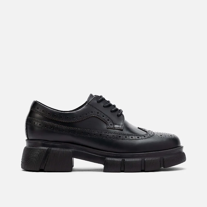 Women's peep - toe fashion & dress shoes with a floral - printed fabric for a feminine touch Ms. Alexander Black Leather Lug Wingtip Derby Women's peep - toe fashion & dress shoes with a floral - printed fabric for a feminine touch Ms. Alexander Black Leather Lug Wingtip Derby