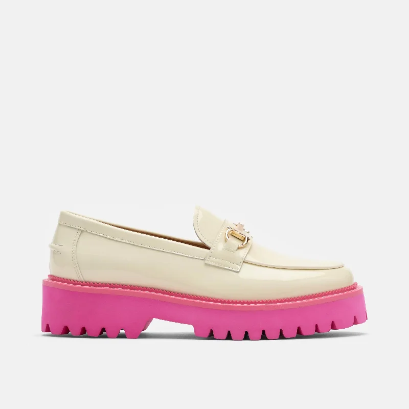 Women's ankle - strap fashion & dress shoes with a crystal - embellished buckle for a glamorous touch Ms. Boulevard Cream/Pink Patent Leather Bit Loafers Women's ankle - strap fashion & dress shoes with a crystal - embellished buckle for a glamorous touch Ms. Boulevard Cream/Pink Patent Leather Bit Loafers
