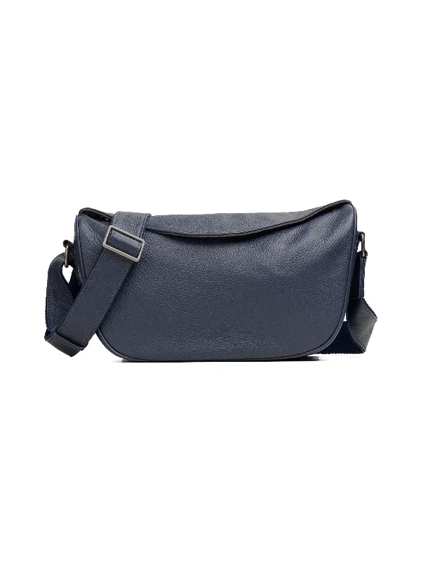 Women's backless fashion & dress shoes with a block - heel for a trendy and comfortable option Leone Crossbody Bag - Navy Blue Pebble Grain Leather Women's backless fashion & dress shoes with a block - heel for a trendy and comfortable option Leone Crossbody Bag - Navy Blue Pebble Grain Leather