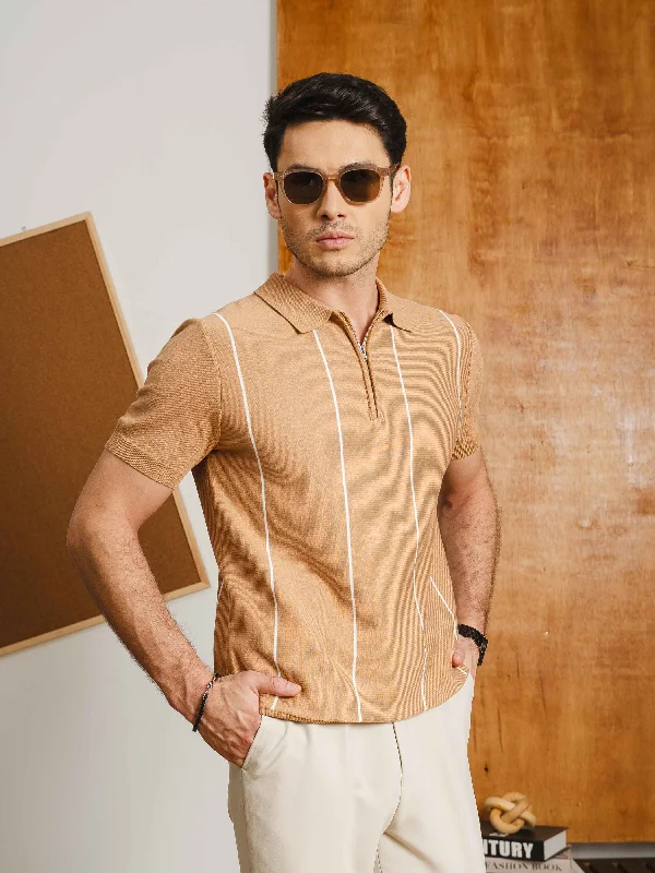 Women's platform fashion & dress shoes with a chunky heel for a bold fashion statement Zecca Stripe Knit Tee - Camel Quarter-Zip Women's platform fashion & dress shoes with a chunky heel for a bold fashion statement Zecca Stripe Knit Tee - Camel Quarter-Zip