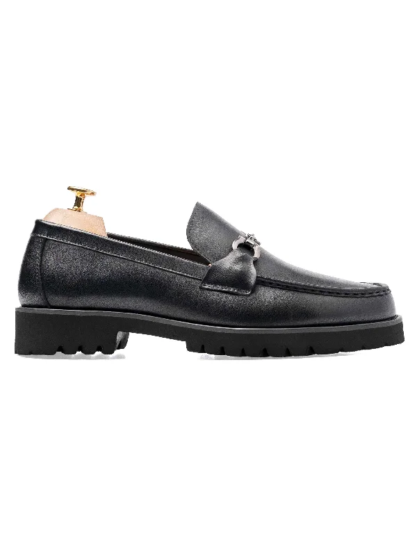 Women's peep - toe fashion & dress shoes with a rhinestone - encrusted vamp for a sparkly look Penny Loafer Horsebit Silver Buckle- Black Leather (Eva Combat) Women's peep - toe fashion & dress shoes with a rhinestone - encrusted vamp for a sparkly look Penny Loafer Horsebit Silver Buckle- Black Leather (Eva Combat)