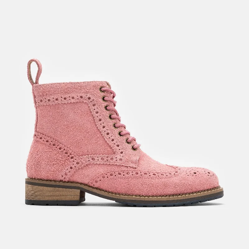 Women's satin - lined fashion & dress shoes with a low - heel for a comfortable yet stylish option Ms. Belmont Rose Pink Suede Wingtip Boots Women's satin - lined fashion & dress shoes with a low - heel for a comfortable yet stylish option Ms. Belmont Rose Pink Suede Wingtip Boots