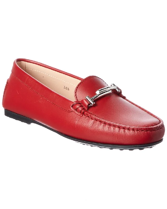 Women's Premium Leather Tassel Loafers in Dark Brown for a Classic Office Look TOD’s Double T Leather Loafer