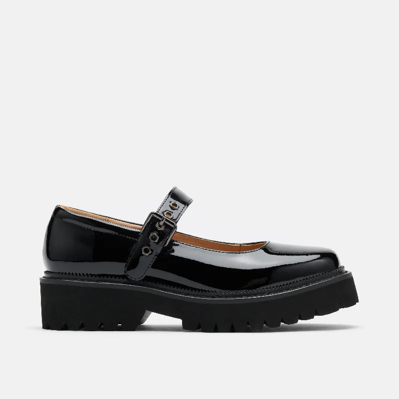 Women's mule - style fashion & dress shoes with a pointed toe and a low - heel for everyday elegance Lyla Black Patent Leather Mary Janes Women's mule - style fashion & dress shoes with a pointed toe and a low - heel for everyday elegance Lyla Black Patent Leather Mary Janes