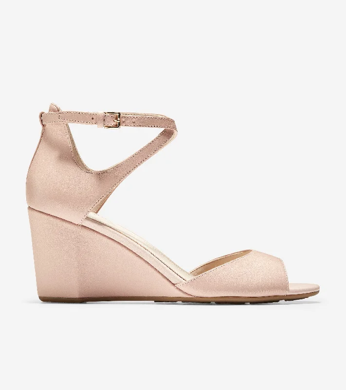 Women's mule - style fashion & dress shoes with a fur - trimmed collar for a winter - chic look Sadie Open Toe Wedge Sandal Women's mule - style fashion & dress shoes with a fur - trimmed collar for a winter - chic look Sadie Open Toe Wedge Sandal