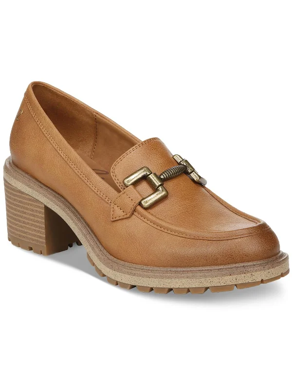 Women's Bow - Embellished Loafers in Red for a Feminine Touch Womens Round Toe Block Heel Loafers