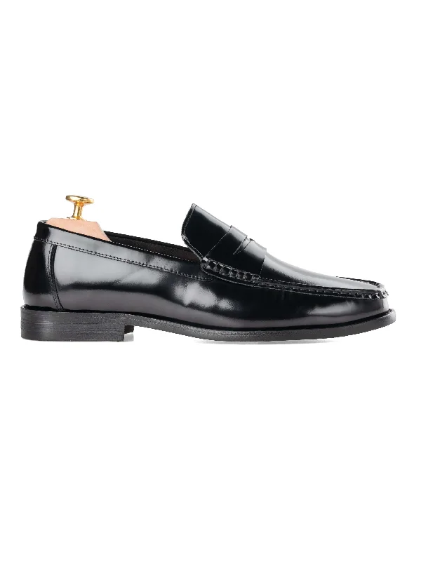 Women's ankle - strap fashion & dress shoes with a crystal - embellished buckle for a glamorous touch Marco Penny Loafer - Black Polished Leather Women's ankle - strap fashion & dress shoes with a crystal - embellished buckle for a glamorous touch Marco Penny Loafer - Black Polished Leather