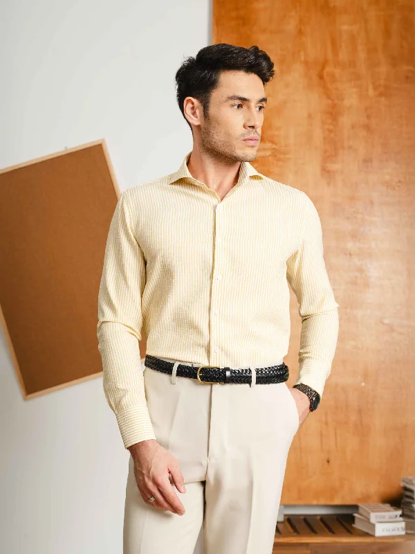 Women's open - toe fashion & dress shoes with a cork - wrapped heel for a summer - friendly style Seersucker Shirt - Yellow Women's open - toe fashion & dress shoes with a cork - wrapped heel for a summer - friendly style Seersucker Shirt - Yellow