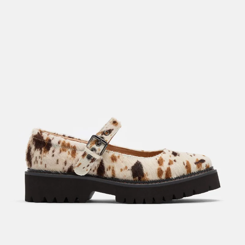 Women's platform - heel fashion & dress shoes with a glittery fabric for a party look Lyla Appaloosa Pony Hair Mary Janes Women's platform - heel fashion & dress shoes with a glittery fabric for a party look Lyla Appaloosa Pony Hair Mary Janes