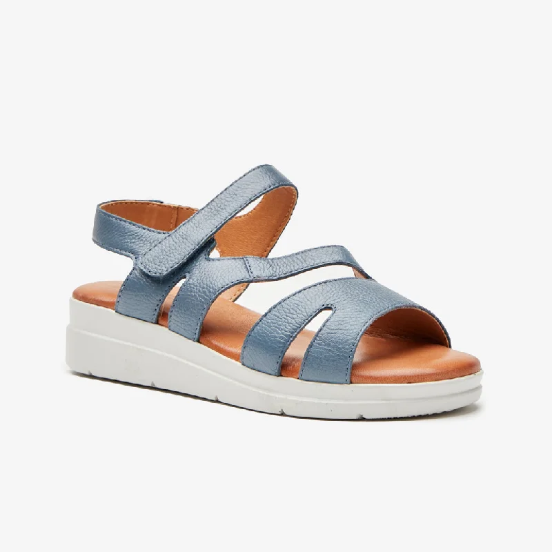 Plus Size Women's Wide - Width Platform Sandals in Black for Added Comfort and HeightAdele Standard Fit Women's Leather Strappy Sandals
