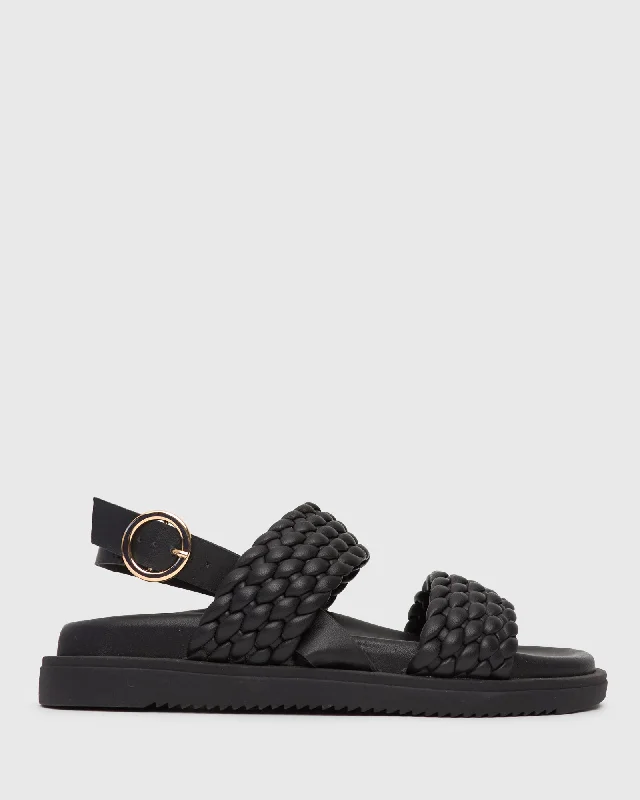 Women's Sandals with a Wedge Heel and a Tassel Detail in Orange for a Trendy LookALLEGRA Leather Plaited Footbed Sandals