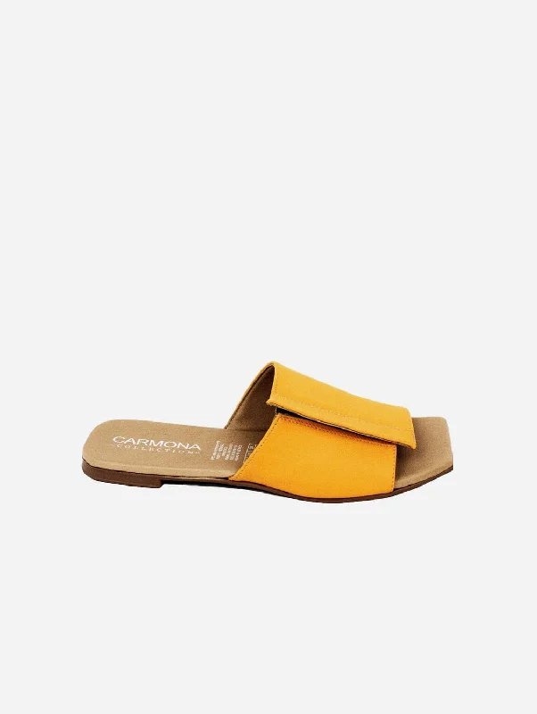 Women's Ankle - Strap Sandals with a Block Heel in Red for a Sophisticated StyleAndrea Cactus Leather Vegan Sandals | Yellow