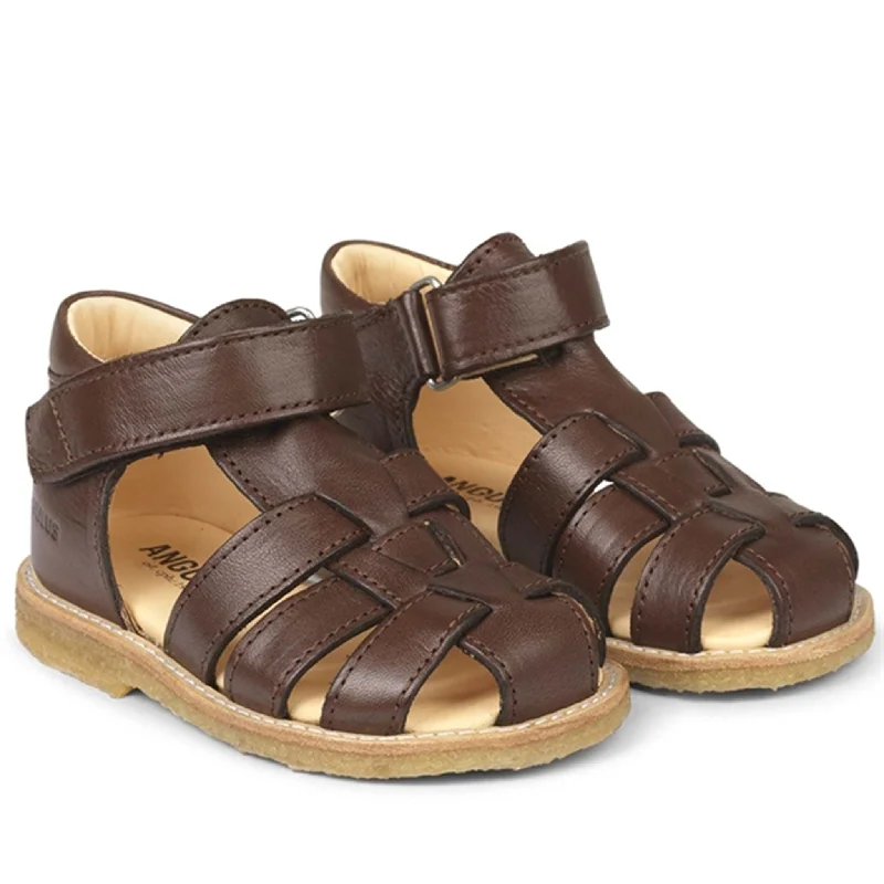 Lightweight Women's Mesh - Paneled Sandals in Yellow for BreathabilityAngulus Starter Sandal w. Velcro Dark Brown