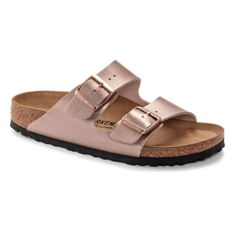 Child - Friendly Women's Sandals with a Secure Buckle in Purple for Moms on the GoBirkenstock Arizona Women's Sandals - Metallic Copper