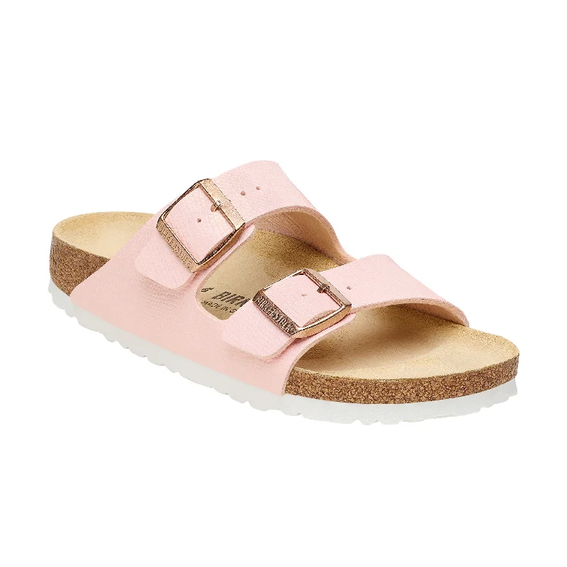 Women's Ankle - Strap Sandals with a Block Heel in Red for a Sophisticated StyleArizona Shiny Light Rose Embossed Birko-Flor