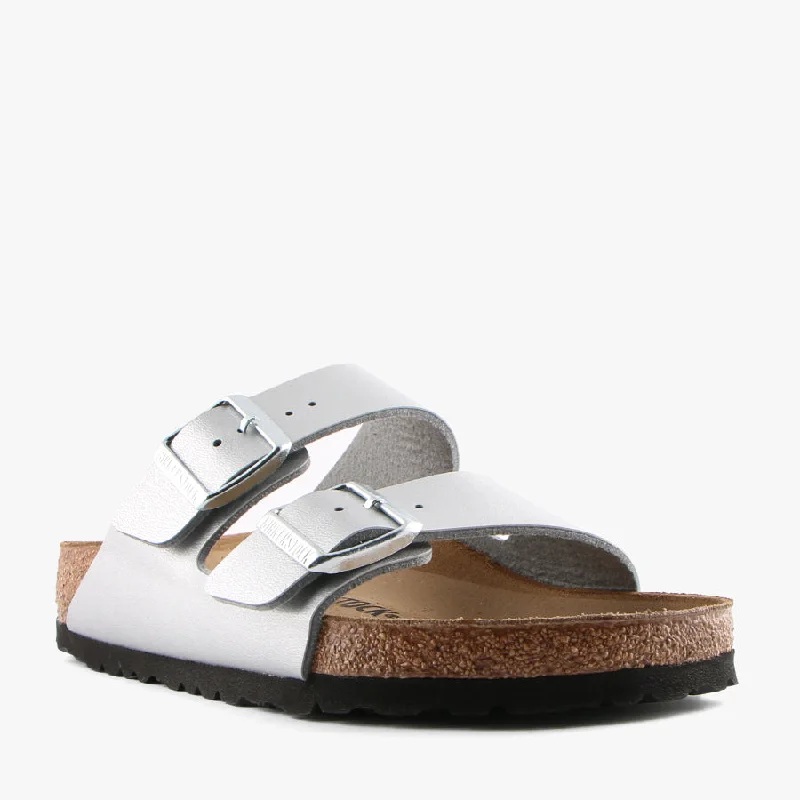 Shock - Absorbing Women's Sandals with a Soft Insole in Black for Active LifestylesARIZONA SILVER BIRKO-FLOR
