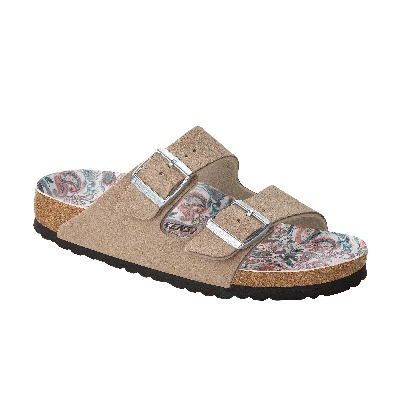 Women's Cork - Soled Espadrille Sandals with a Rope - Trimmed Upper in Navy for a Summer VibeArizona Vegan Paisley Grey Taupe Synthetic