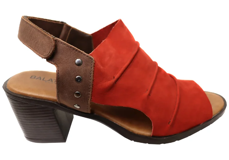 Child - Friendly Women's Sandals with a Secure Buckle in Purple for Moms on the GoBalatore Cassie Womens Comfortable Brazilian Leather Mid Heel Sandals