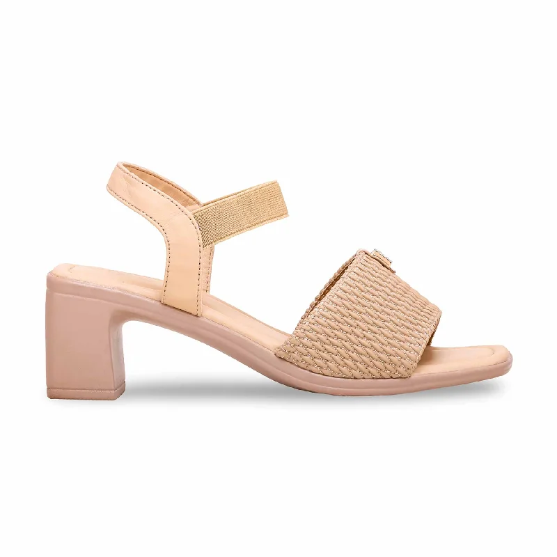 Women's Sandals with a Glitter - Coated Strap in Gold for a Sparkly Summer OutfitBeige Formal Sandal PU0288