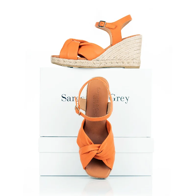 Women's Ankle - Strap Sandals with a Block Heel in Red for a Sophisticated StyleBertie - Wide Fit Wedge Sandal - Burnt Orange