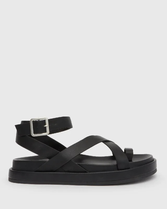 Sustainable Women's Recycled Material Sandals in Beige for Eco - Conscious ShoppersBRISTOL Casual Footbed Sandals