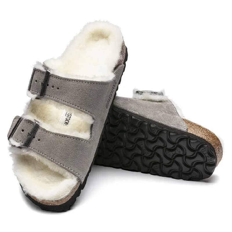 Women's Sandals with a Floral - Printed Upper in Pink for a Feminine Spring LookBirkenstock - Arizona Shearling Stone Coin