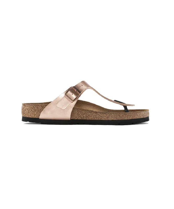Women's Sandals with a Floral - Printed Upper in Pink for a Feminine Spring LookBirkenstock Gizeh Birko-Flor Metallic Copper Sandals