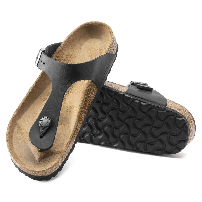 Child - Friendly Women's Sandals with a Secure Buckle in Purple for Moms on the GoBirkenstock - Gizeh Oiled Leather Black 0845251