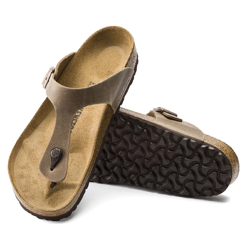 Elastic - Strap Women's Sandals with a Padded Toe in Teal for Easy On - and - OffBirkenstock - Gizeh Oiled Leather Tobacco 0943811