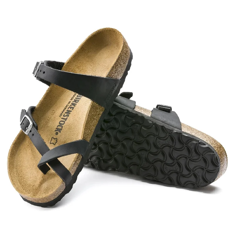 Women's Rhinestone - Embellished Open - Toe Sandals in Silver for a Glamorous Party LookBirkenstock - Mayari Oiled Leather Black 0171481