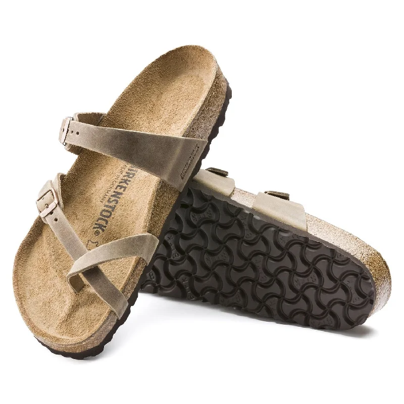 Women's Cork - Soled Espadrille Sandals with a Rope - Trimmed Upper in Navy for a Summer VibeBirkenstock - Mayari Oiled Leather Tobacco 1011433