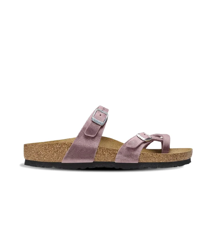 Women's Leather - Strapped Sandals with a Braided Detail in Brown for a Rustic AppealBirkenstock Mayari Oiled Leather Lavender Sandals