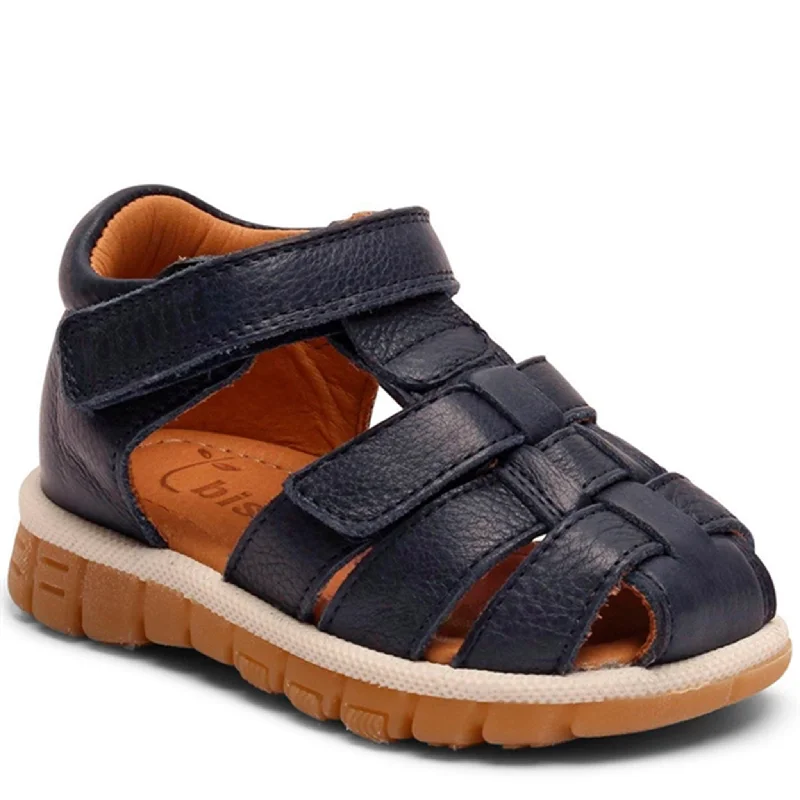 Women's Leather - Strapped Sandals with a Braided Detail in Brown for a Rustic AppealBisgaard Angus Sandal Navy
