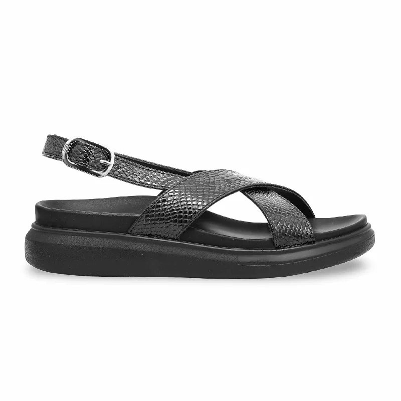 Women's Flat Slide Sandals with a Memory Foam Insole in White for All - Day ComfortBlack Formal Sandal PU0267