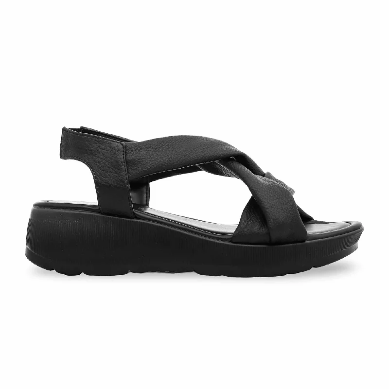 Women's Sandals with a Floral - Printed Upper in Pink for a Feminine Spring LookBlack Formal Sandal PU0278