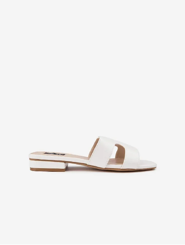 Women's Sandals with a Glitter - Coated Strap in Gold for a Sparkly Summer OutfitBok Women's Vegan Leather Classic Slider Sandals | White